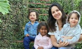 sunny-leone-doing-fitness-with-3-childrens