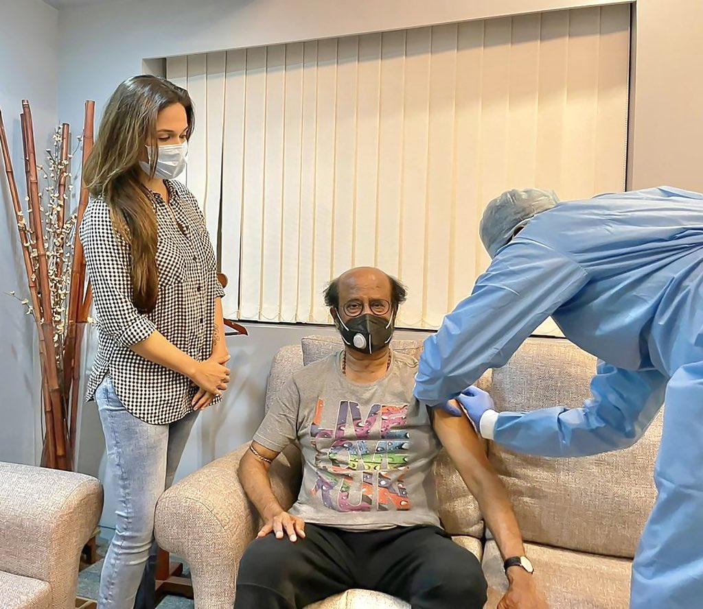 actor-rajinikanth-vaccinated-against-corona-at-home