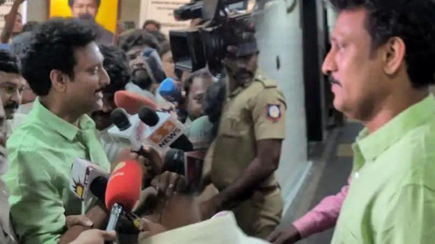 dmk-anbil-mahesh-arrested